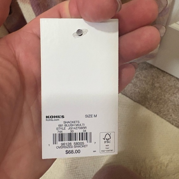Kohl's SO Blush Multi Shacket - Picture 2 of 3
